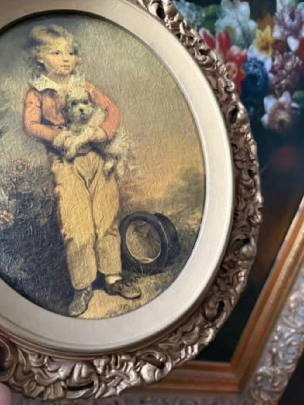 Vintage wood frame with textured print - Picture 5 of 6